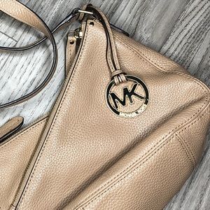 Michael Kors Asymmetric Zip Crossbody in Fawn